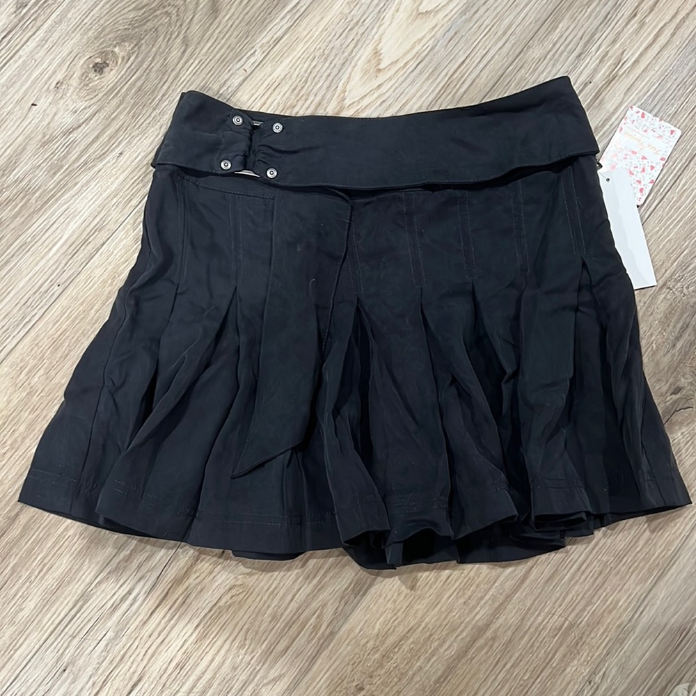 free people black pleated mini skirt size 0